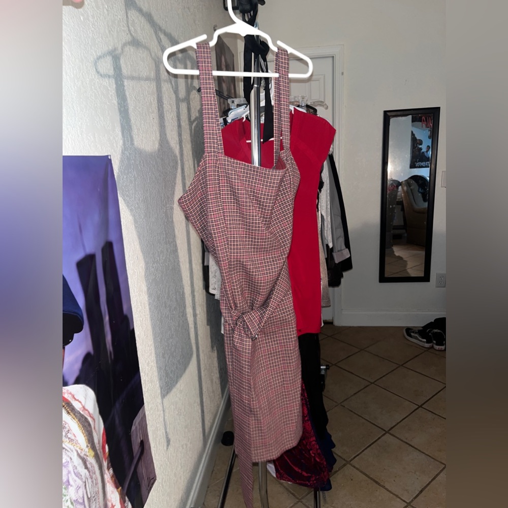 PLAID MINI DRESS WITH DETACHABLE BELT